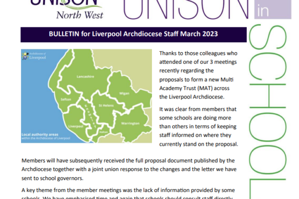 Unison in Schools – March 2023 Newsletter